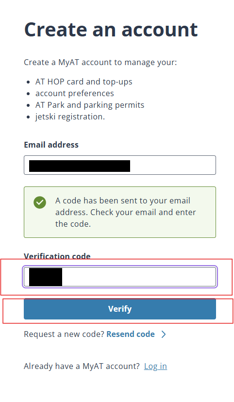 输入邮箱验证码并点击 Verify